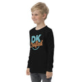 Youth long sleeve tee, Black, left-front view