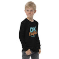 Youth long sleeve tee, Black, right front view