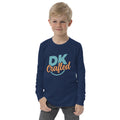 Youth long sleeve tee, Navy, front view