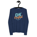 Youth long sleeve tee, Navy, front view
