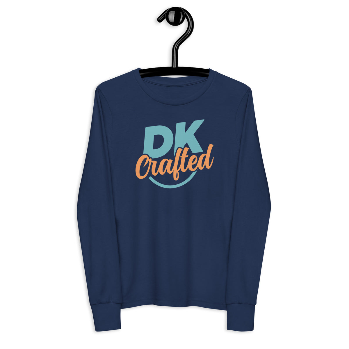Youth long sleeve tee, Navy, front view