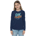 Youth long sleeve tee, Navy, front view
