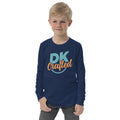 Youth long sleeve tee, Navy, front view