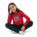 Youth long sleeve tee, Red, front view