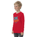 Youth long sleeve tee, Red, left front view