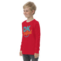 Youth long sleeve tee, Red, left-front view