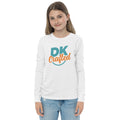 Youth long sleeve tee, White, front view