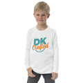 Youth long sleeve tee, White, front view