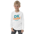 Youth long sleeve tee, White, front view