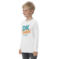 Youth long sleeve tee, White, left-front view