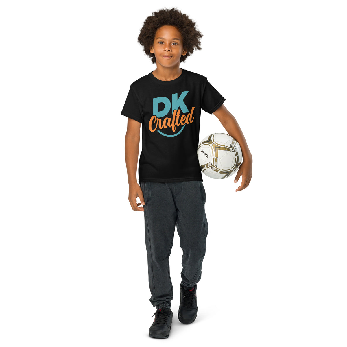 Youth t-shirt, Black, front view