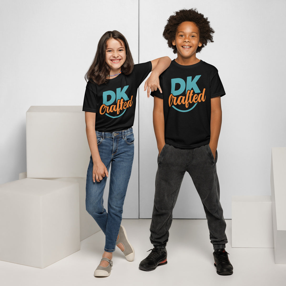 Youth t-shirt, Black, front view