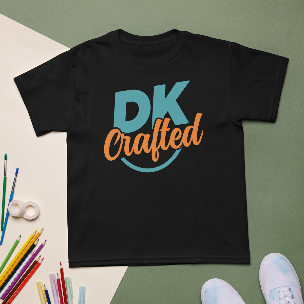 Youth t-shirt, Black, front view