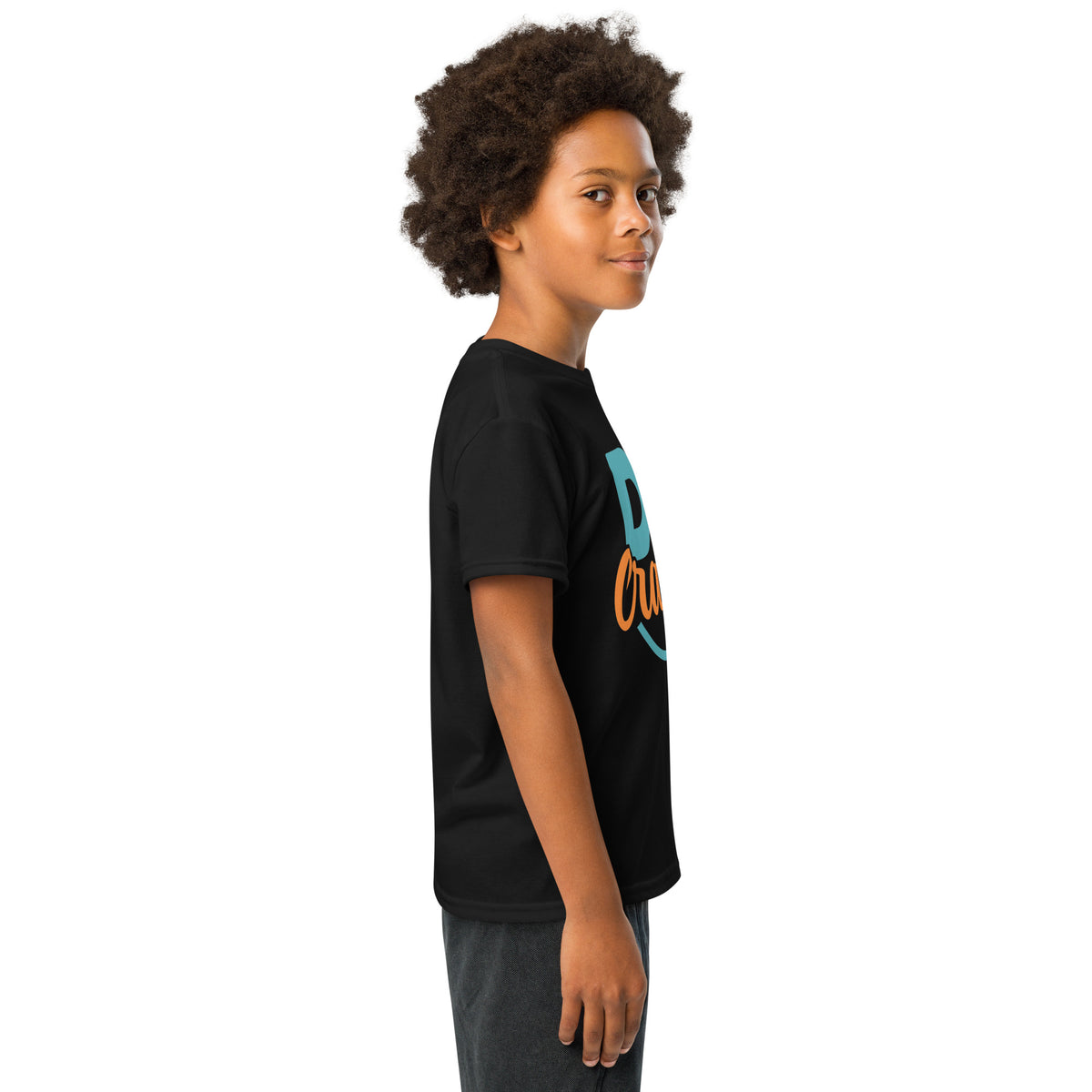 Youth t-shirt, Black, right side view