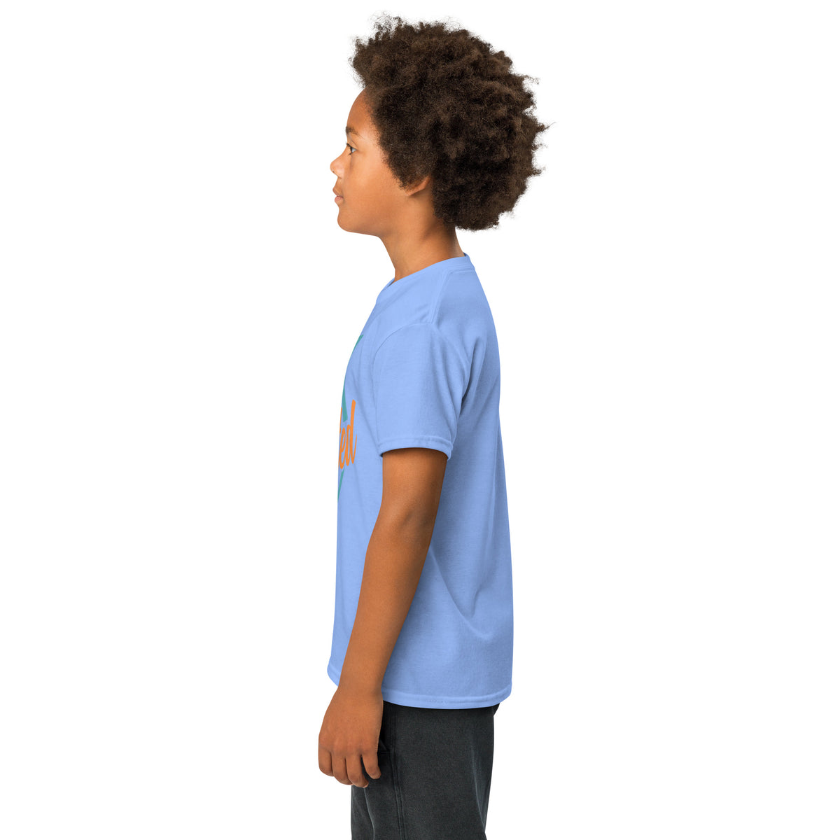 Youth t-shirt, Carolina Blue, left side view