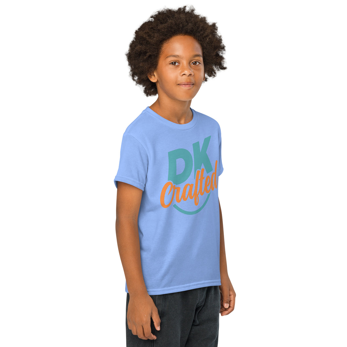 Youth t-shirt, Carolina Blue, right-front view