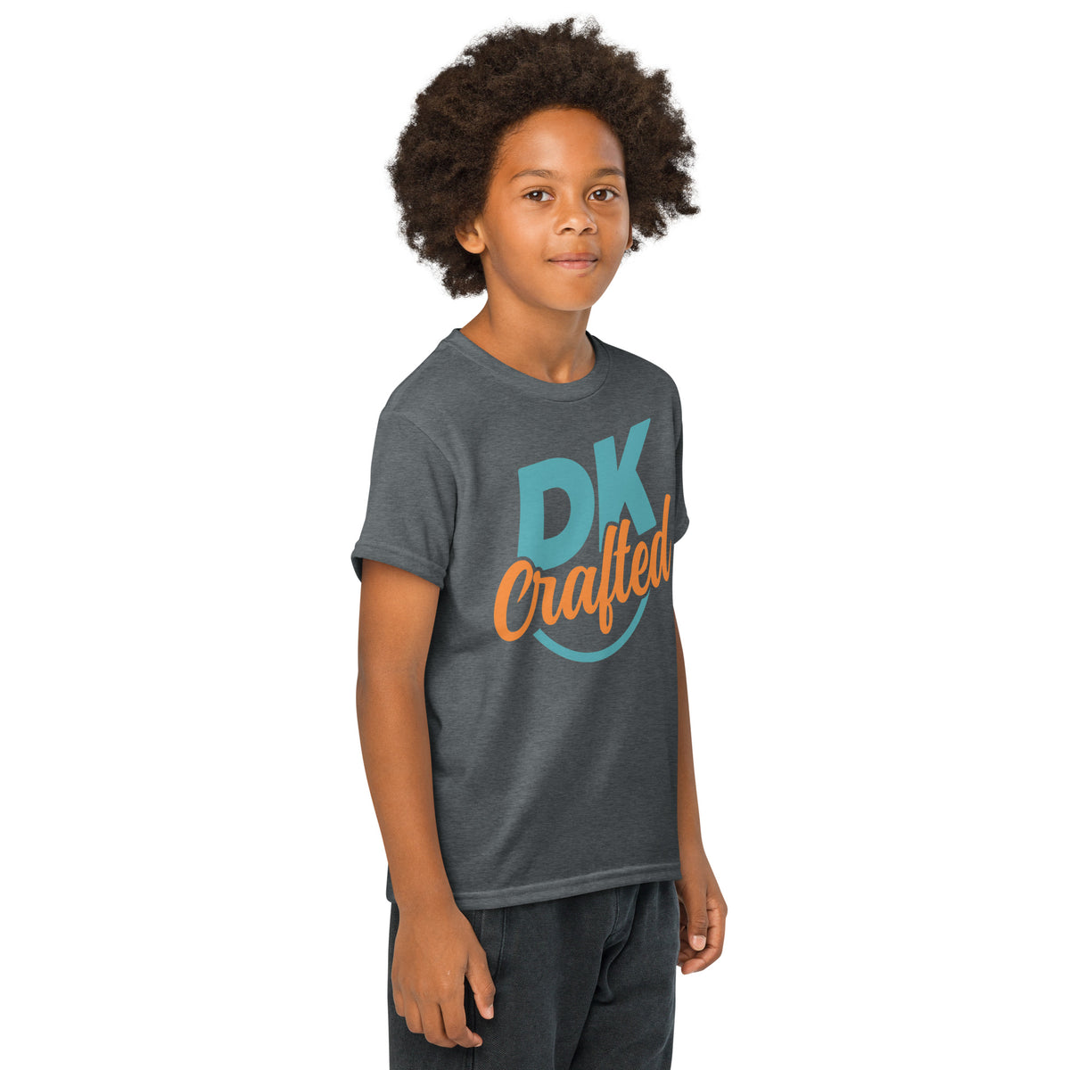 Youth t-shirt, Dark Heather, right-front view