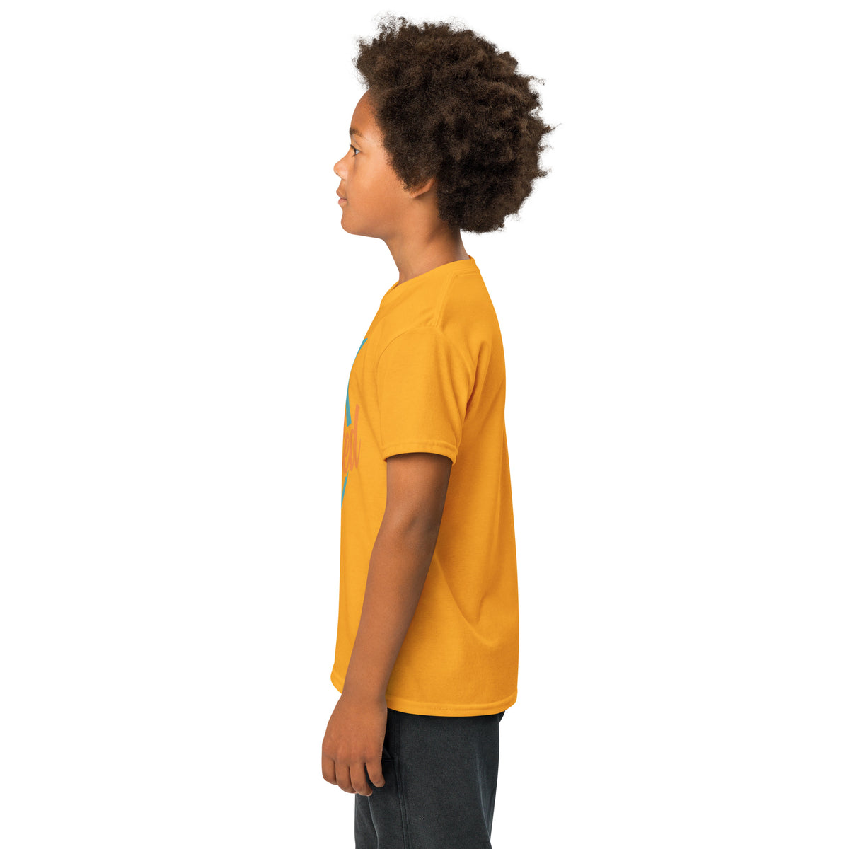 Youth t-shirt, Gold, left side view
