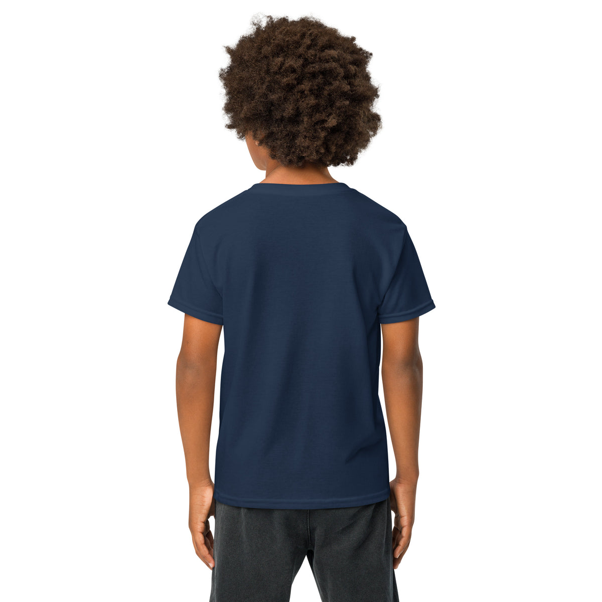 Youth t-shirt, Navy, back view