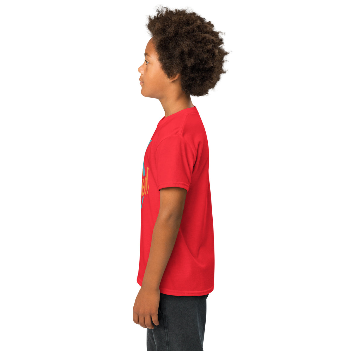 Youth t-shirt, Red, left side view