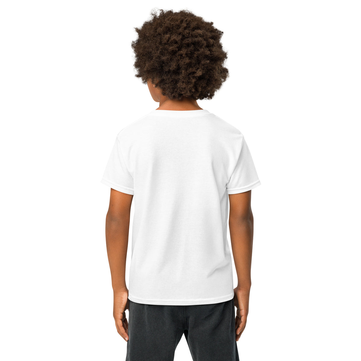Youth t-shirt, White, back view