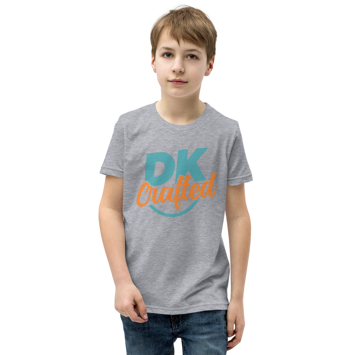 Youth Short Sleeve T-Shirt, Athletic Heather, front view