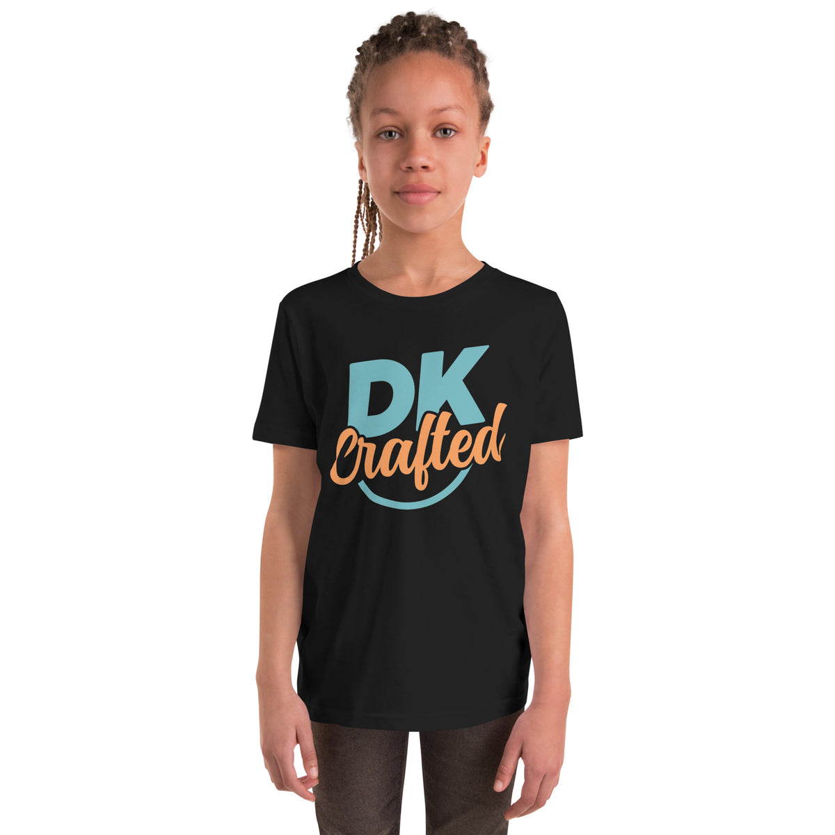 Youth Short Sleeve T-Shirt, Black, front view