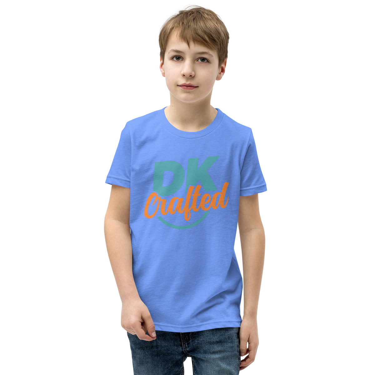 Youth Short Sleeve T-Shirt, Heather Columbia Blue, front view