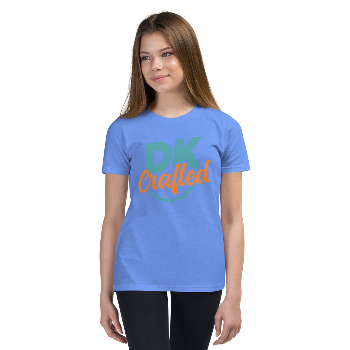 Youth Short Sleeve T-Shirt, Heather Columbia Blue, front view