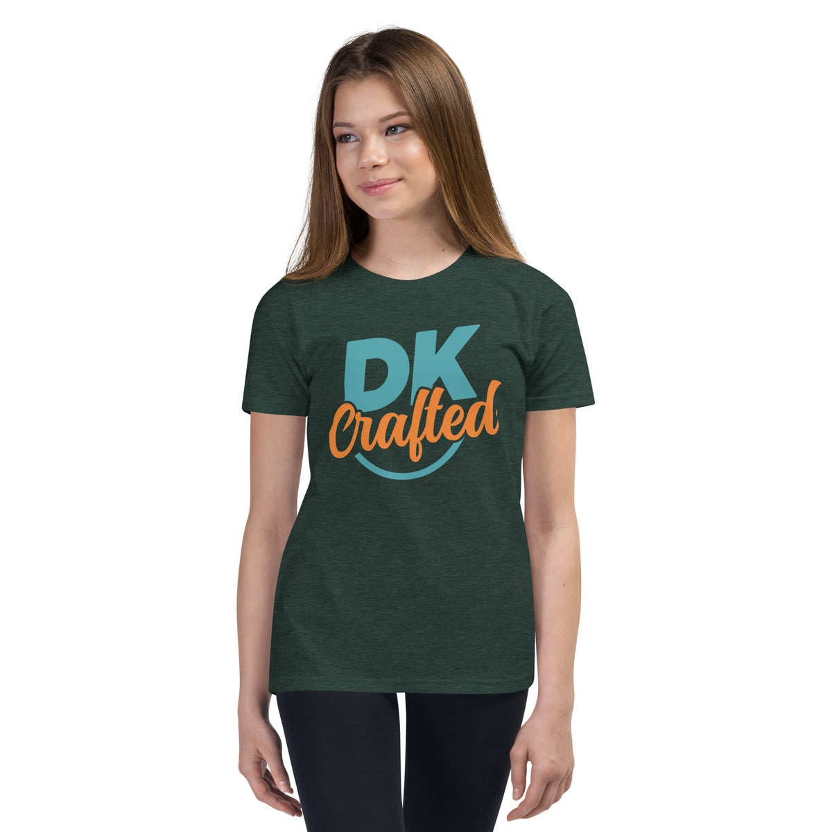 Youth Short Sleeve T-Shirt, Heather Forest, front view