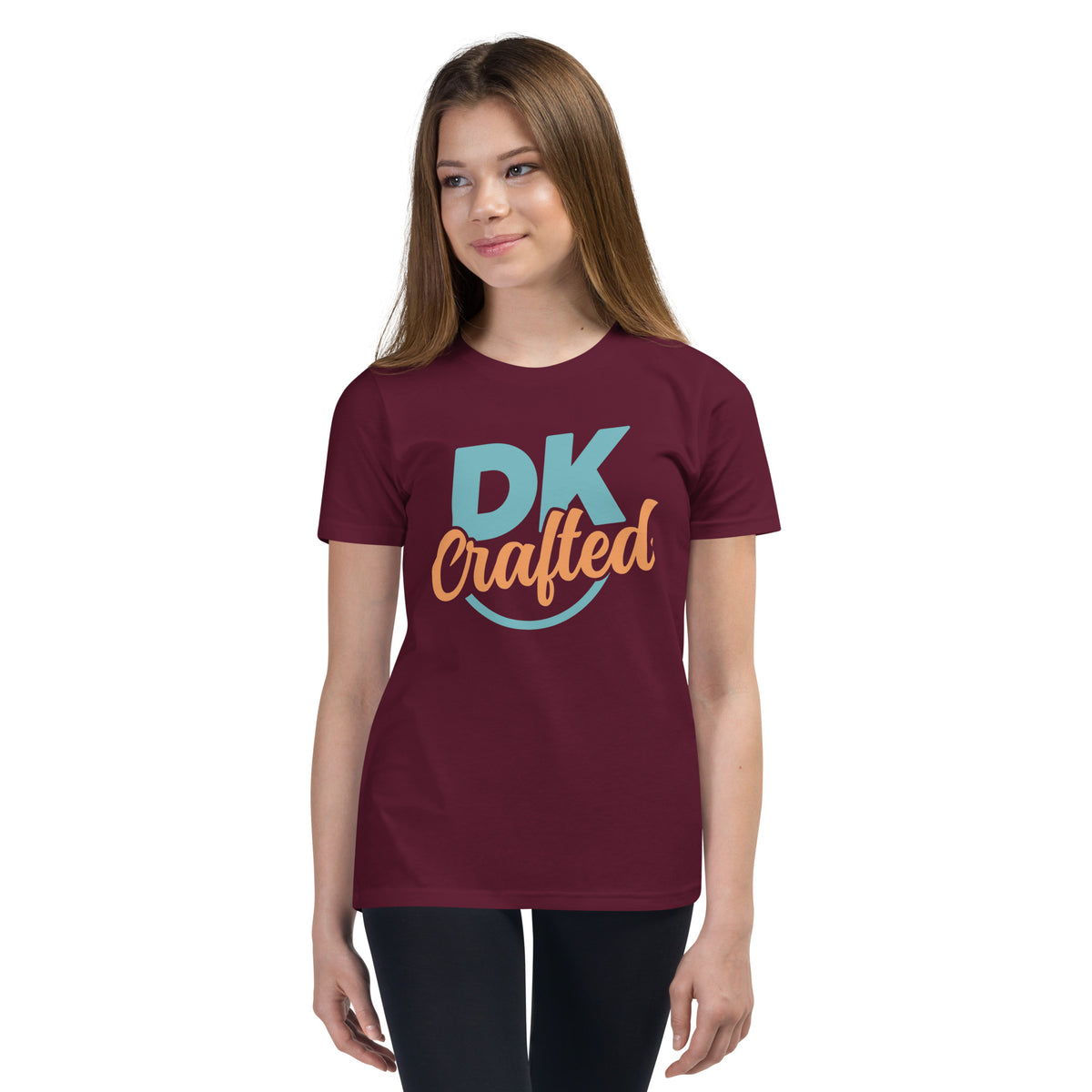 Youth Short Sleeve T-Shirt, Maroon, front view