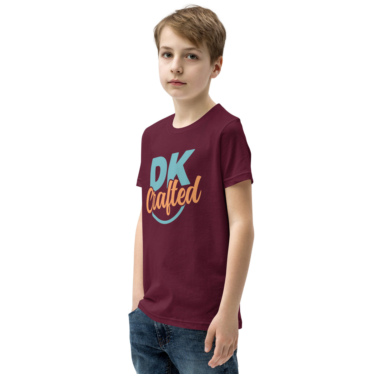 Youth Short Sleeve T-Shirt, Maroon, left-front view