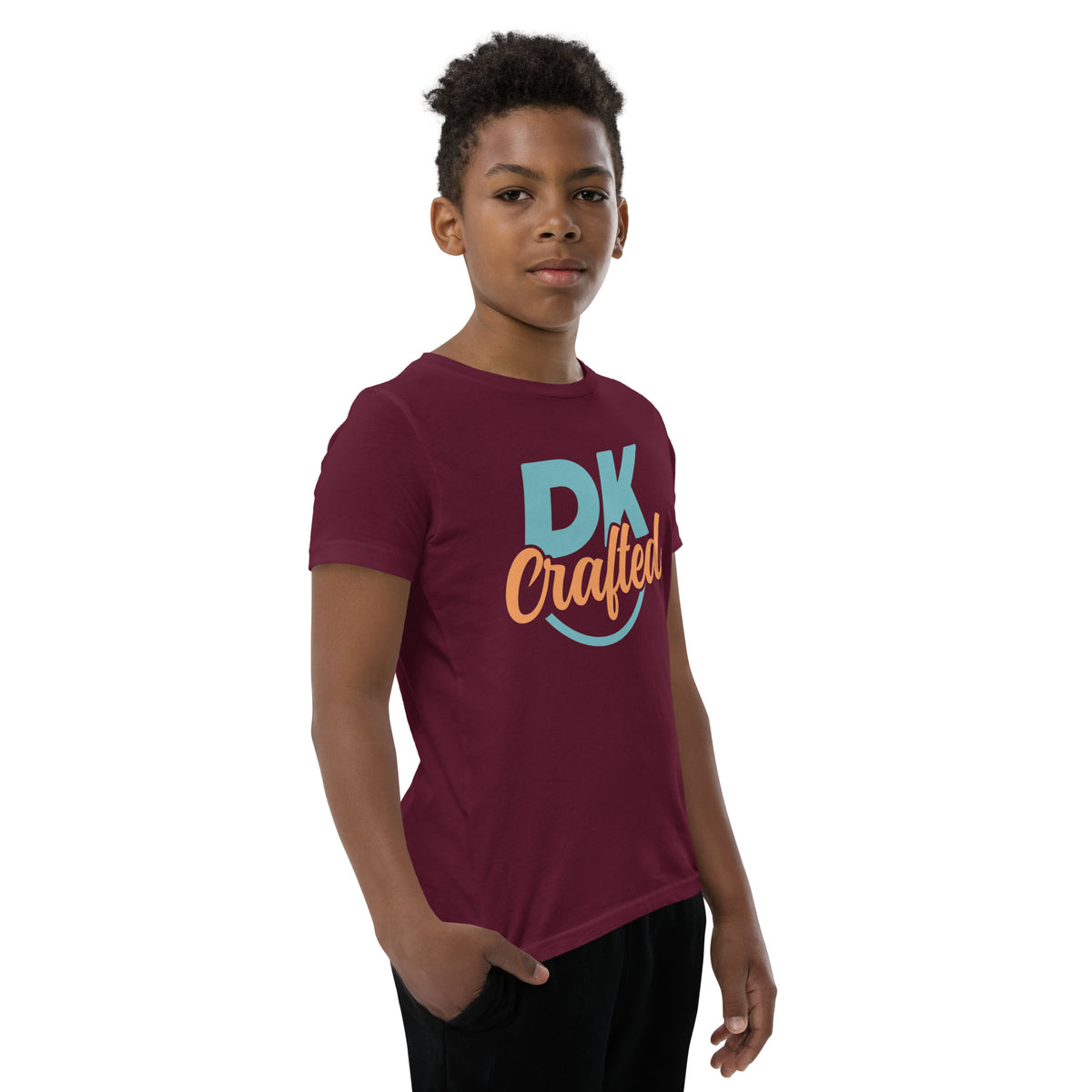Youth Short Sleeve T-Shirt, Maroon, right-front view
