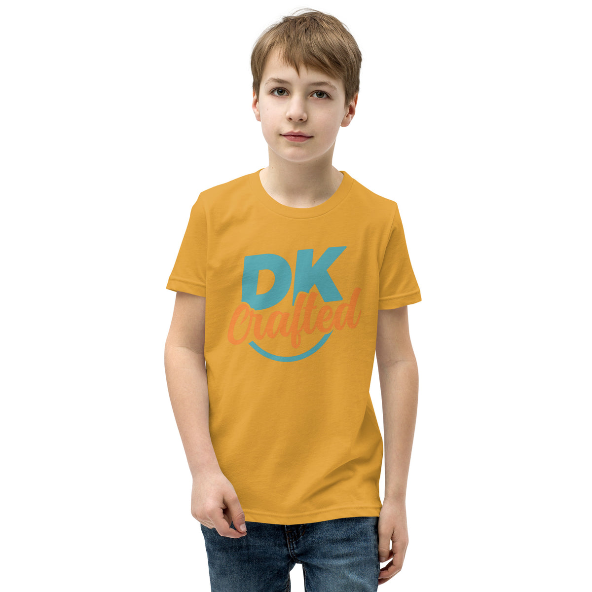 Youth Short Sleeve T-Shirt, Mustard, front view