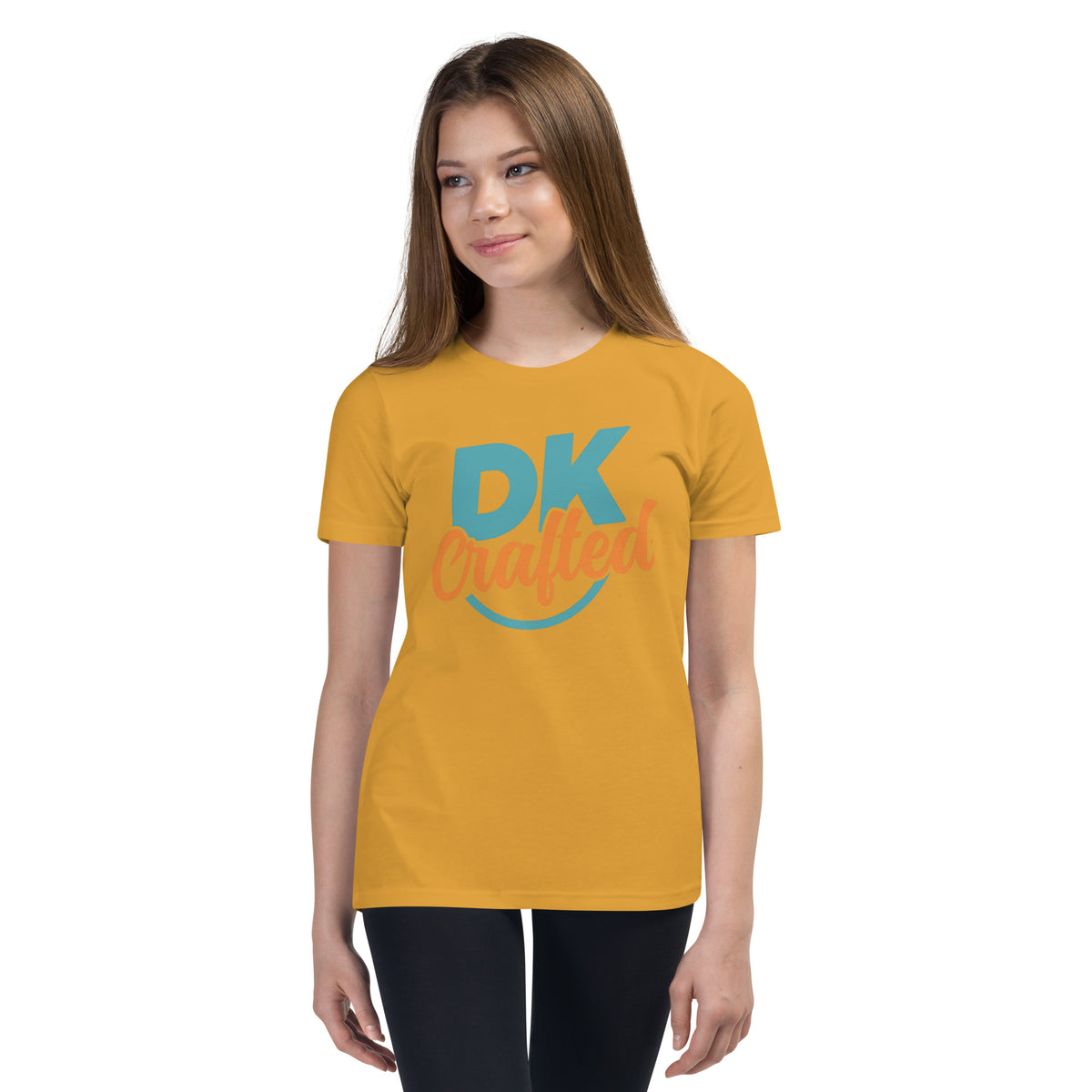 Youth Short Sleeve T-Shirt, Mustard, front view