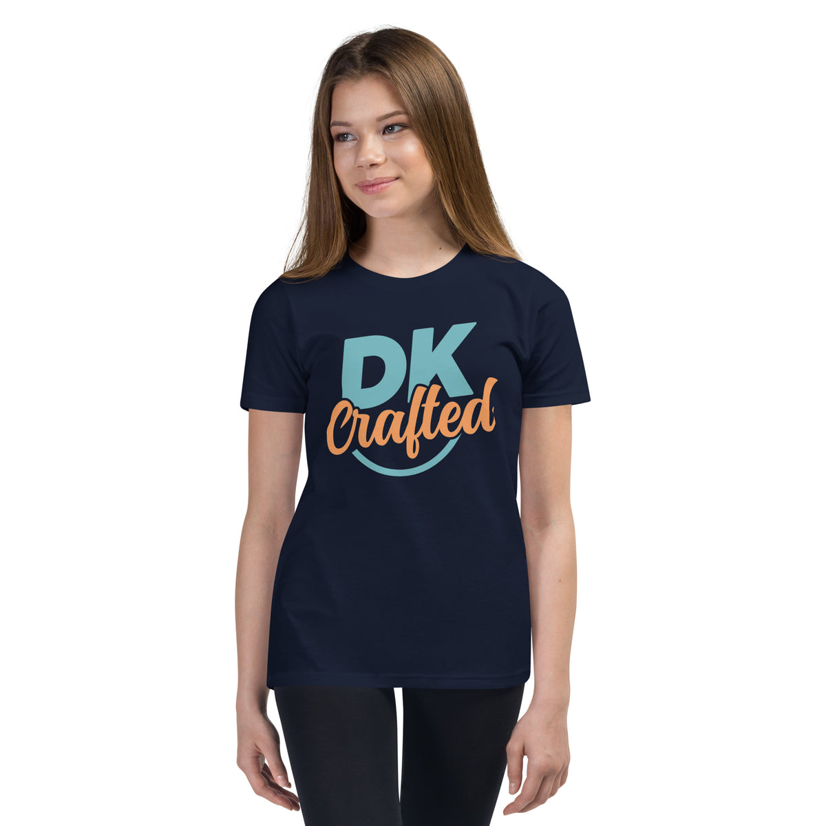Youth Short Sleeve T-Shirt, Navy, front view