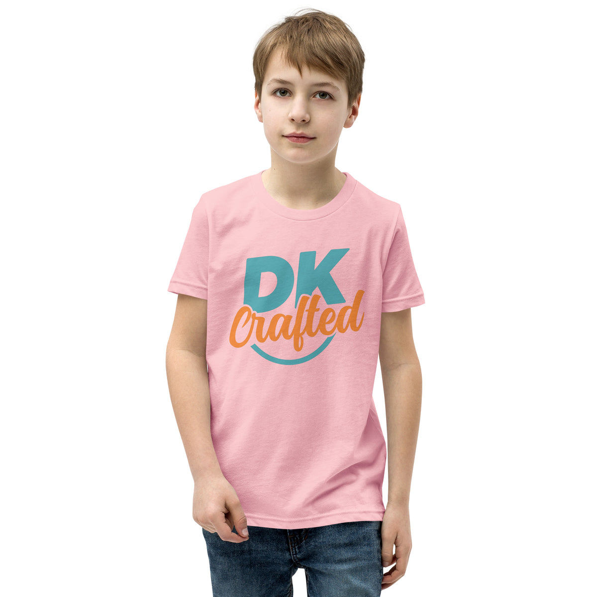 Youth Short Sleeve T-Shirt, Pink, front view