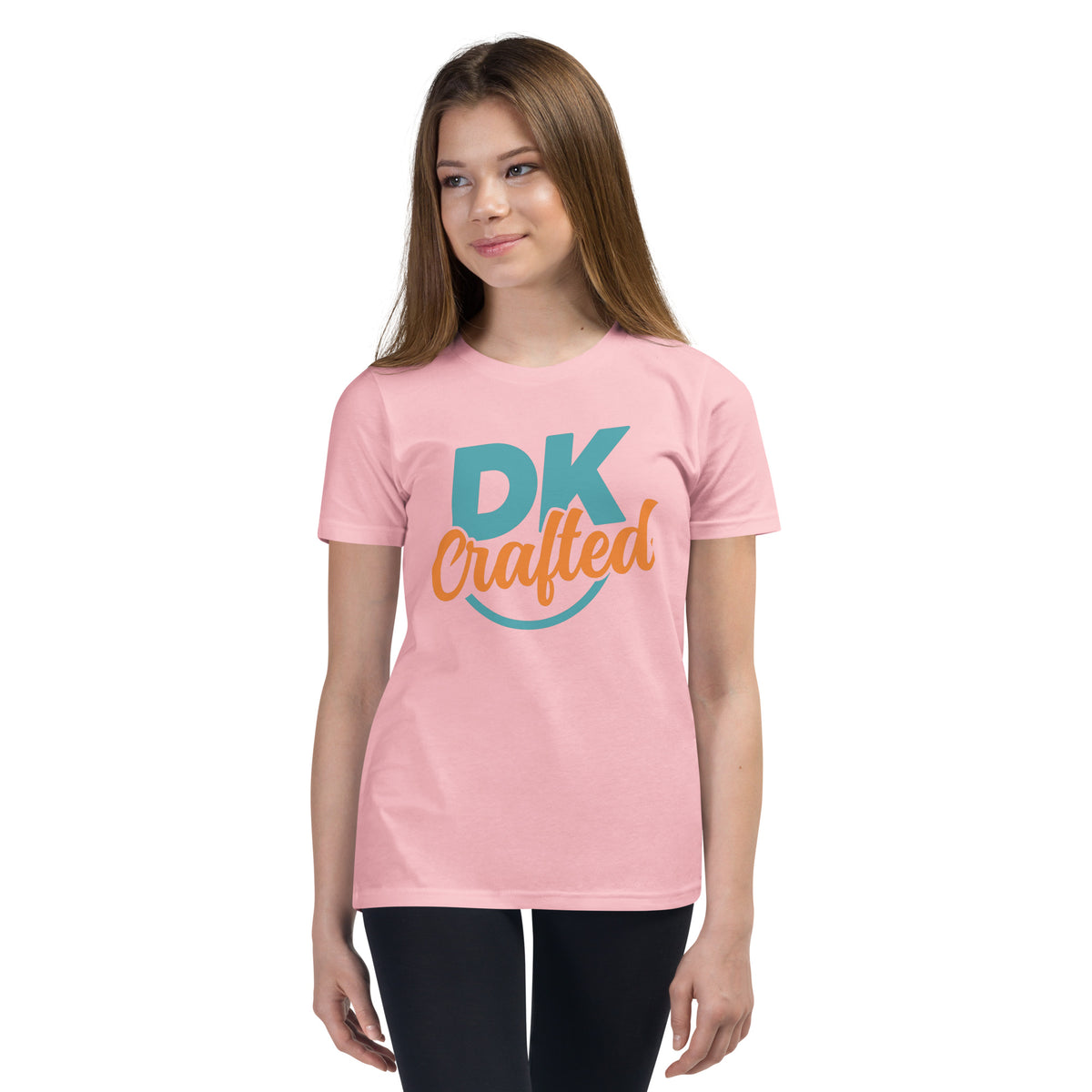 Youth Short Sleeve T-Shirt, Pink, front view
